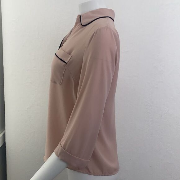 Philosophy Button Down Mid Sleeve Blouse - Picture 4 of 7